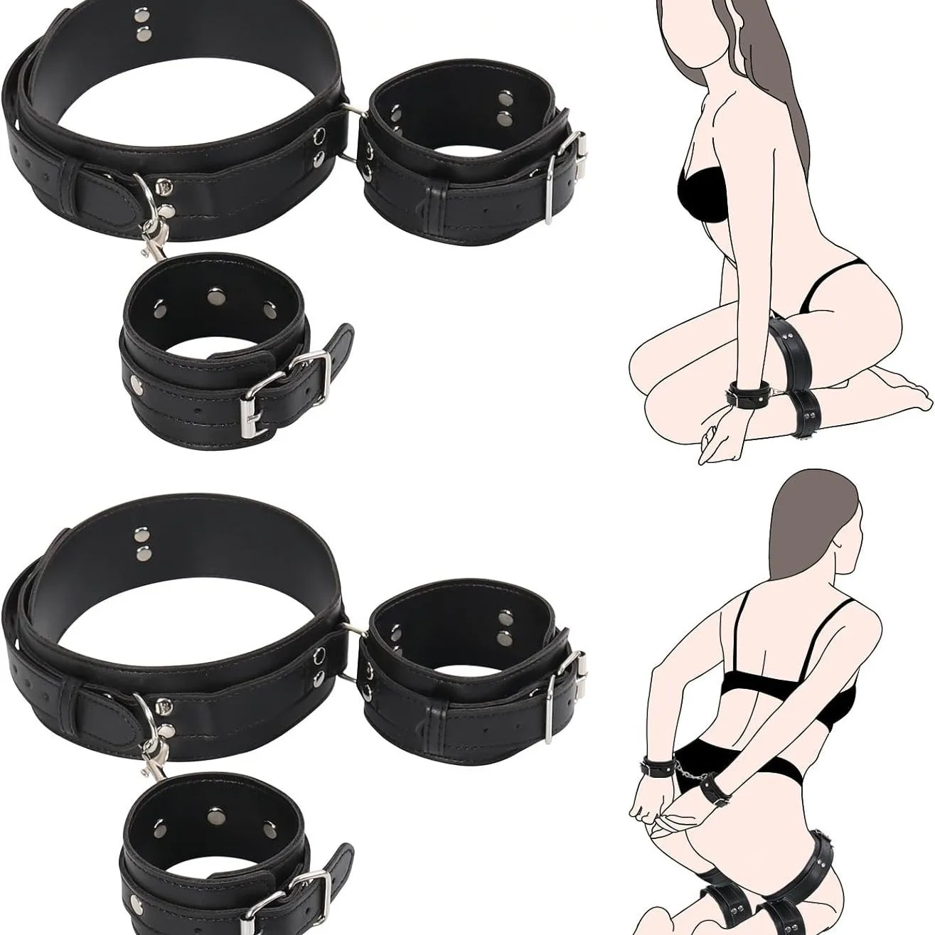 Handcuff Toys Adult Sex Couple BDSM Set PU Leather Erotic Harness Backhandcuff Ankle Cuffs SM Slave Bondage Fetish Kit Set Toys