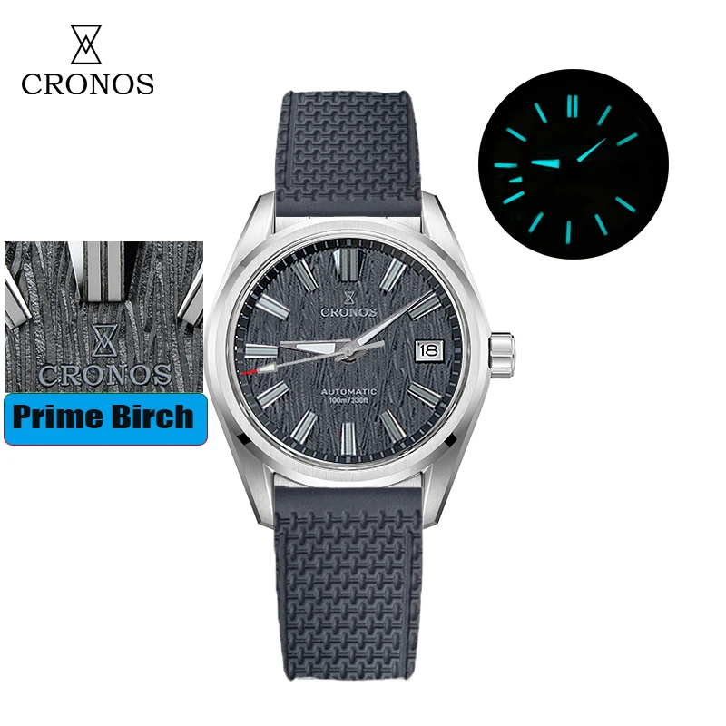Cronos Neue 39mm Textur Luxus Männer Business Kleid Uhren SW200 Automatische Mechanische Wasserdicht 100m L6037M 10