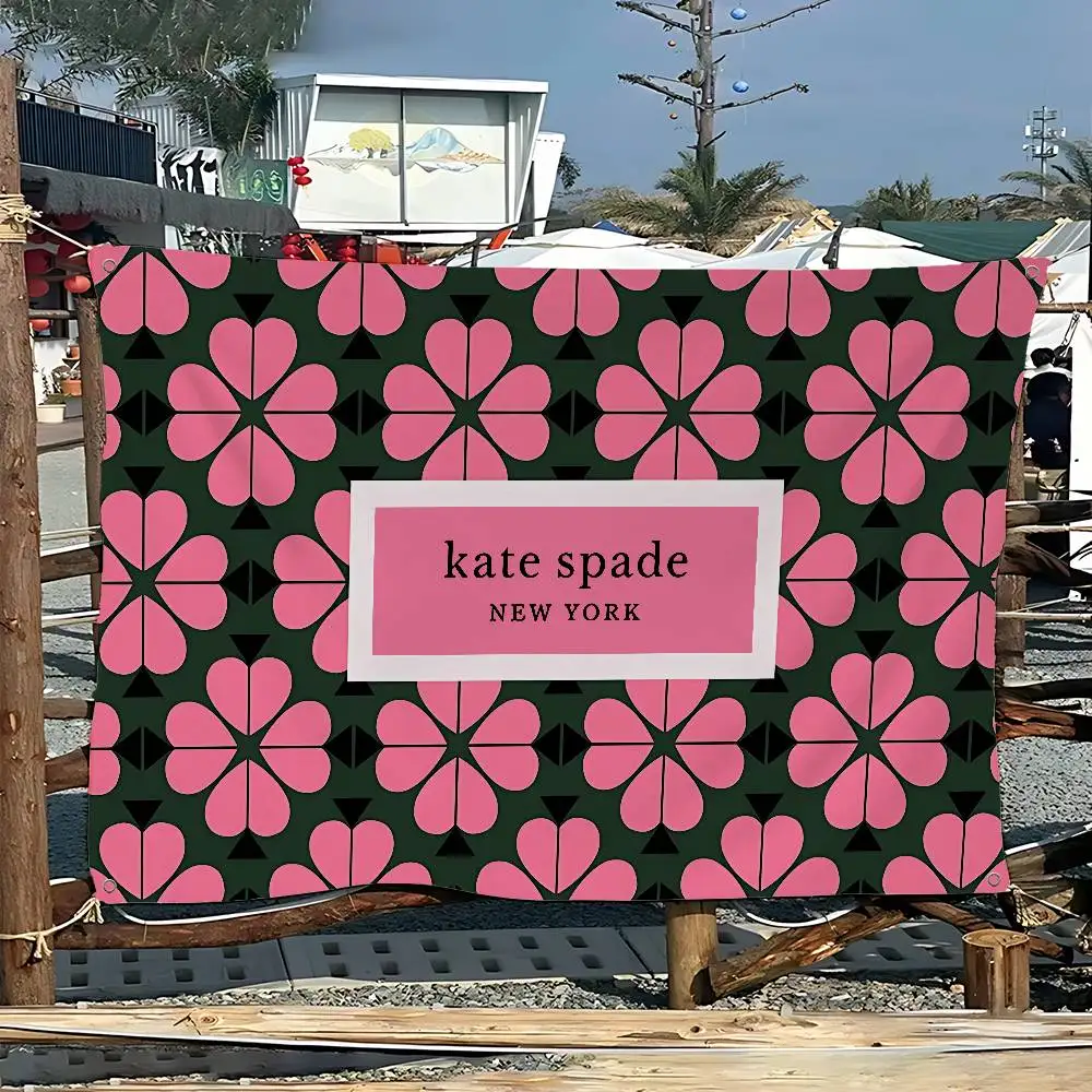 K-Kate Classic S-Spade Flower Creative Pattern Hanging Flag Polyester Printed Banner Hand Pulled Flag