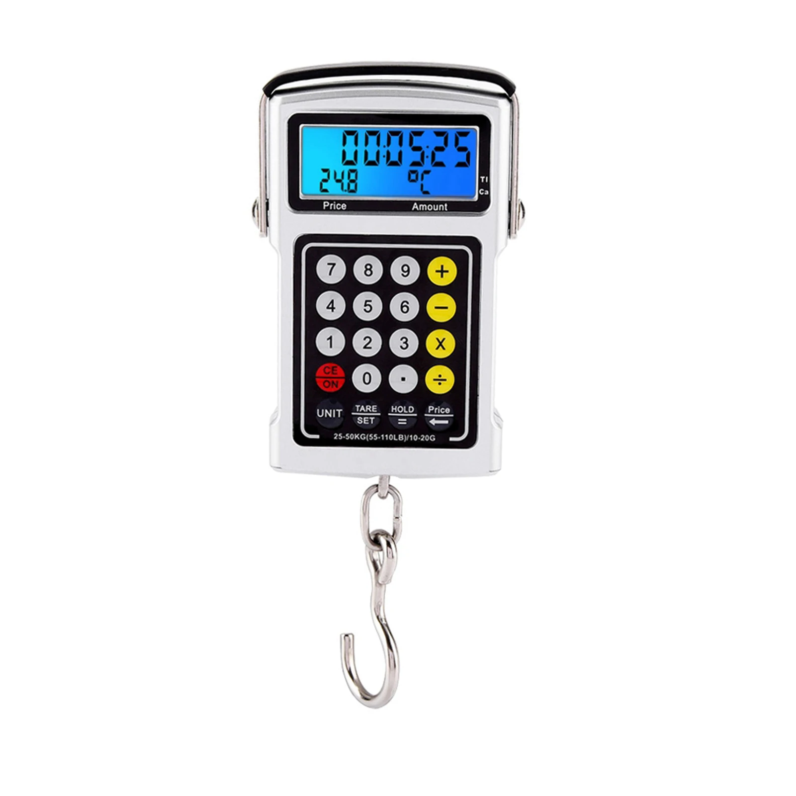 Kitchen Luggage Digital Scale, Electronic Fish Hook Scale 50Kg Luggage Weighing 7 in 1 Digital Hanging Scales