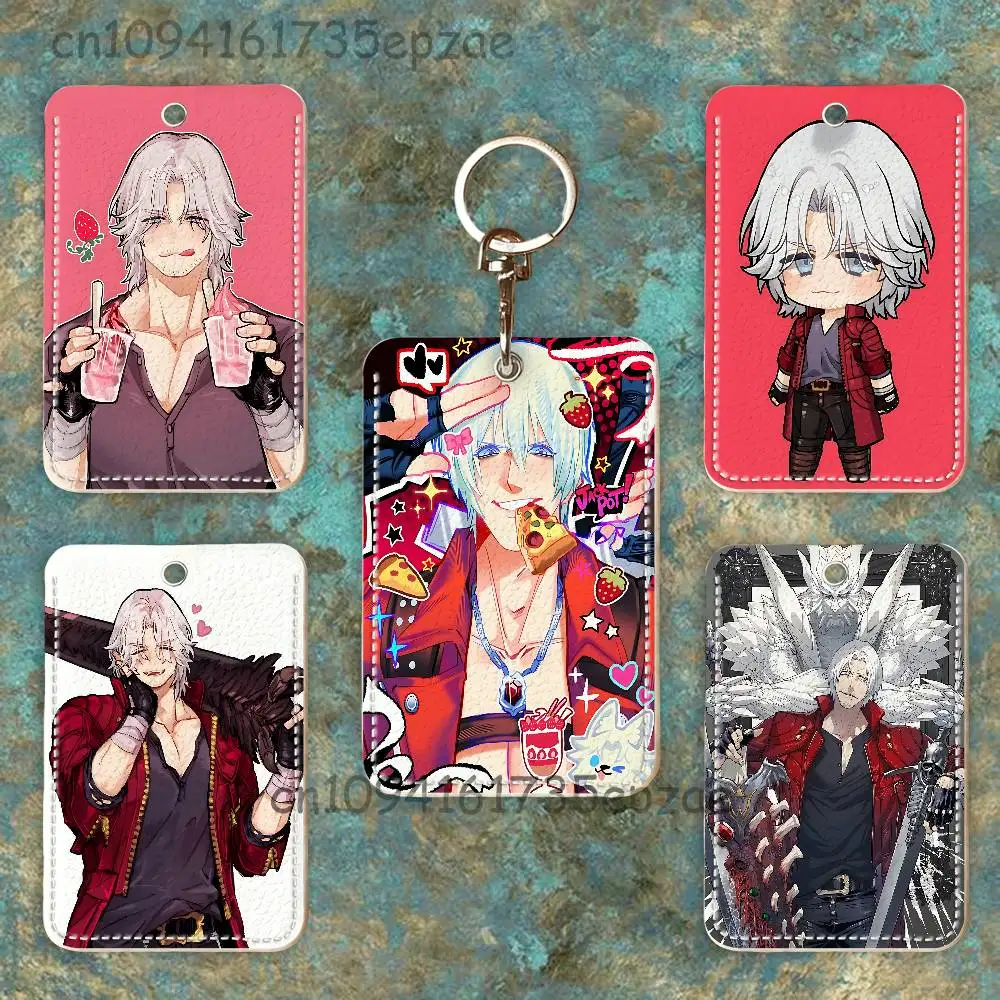 

Dante D-Dmc D-Devil M-May C-Cry Rectangle Card Case Keychain Access Card Bag Key Tag Ring Leather Card Holder Key Ring Access