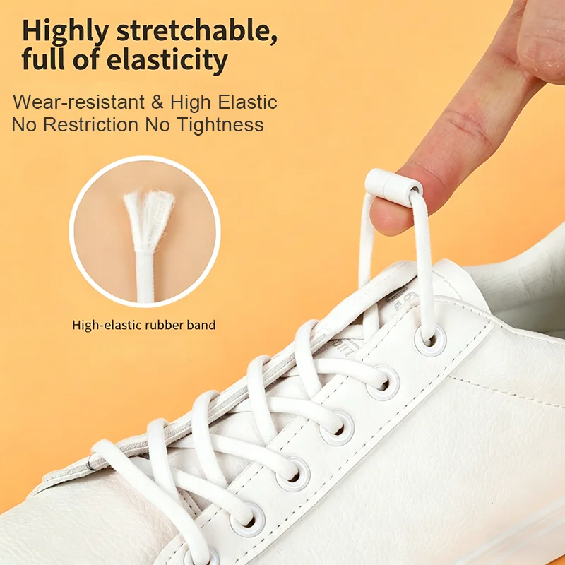 New Version Elastic No Tie Shoelaces Metal Lock Shoe Laces for Kids Adult Sneakers Semicircle No Tie Shoelaces Lazy Laces