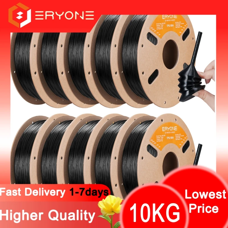 Filament TPU ERYONE 90A 1,75 mm pour imprimante 3D +/-0,03 mm, 90A, 1 kg (2,2 LBS) / Bobine de filament TPU 90A