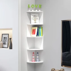 Corner Shelf Wall Mount 2/5-Tier Floating Corner Bookshelf Easy-to-Assemble Floating Wall Mount Shelves Plant Shelf for Living