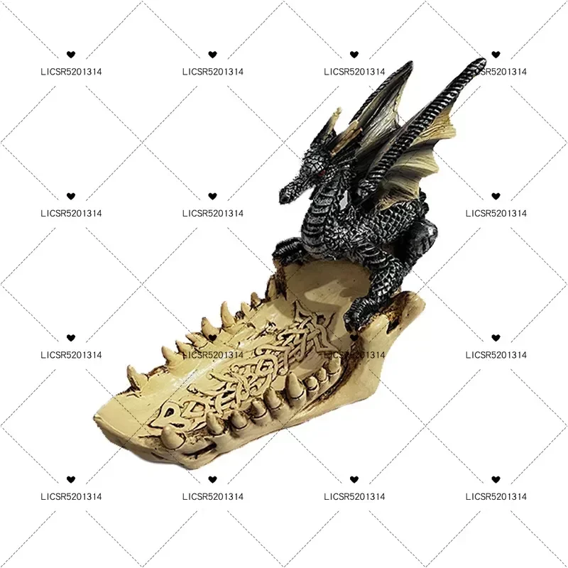 Creative Dragon Skull Entryway Storage Statue Resin Key Storage Tray Retro Fantasy Home Decor Entryway Study Decorative Statue