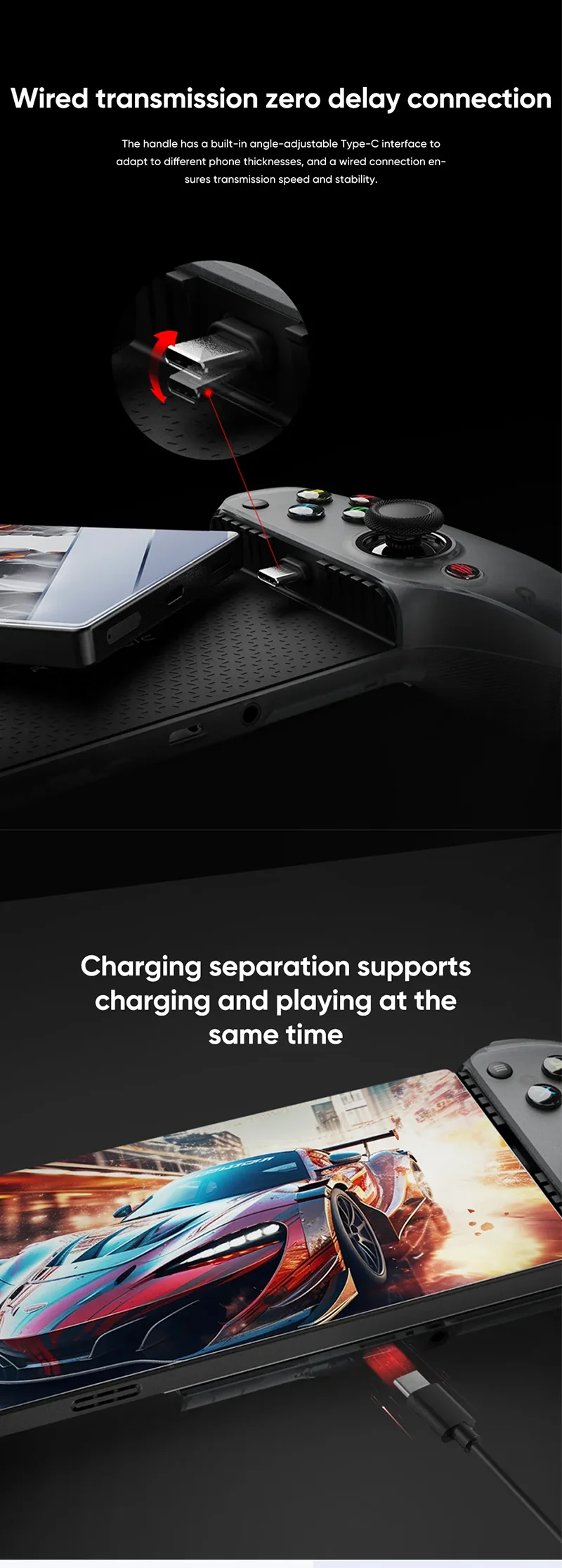 Neues Redmagic Shadow Blade Gamepad 2, schwarz strukturierte weiche Gummigriffe, Typ-C-Telefon-Controller für Red Magic 9 Pro Gamepad Android