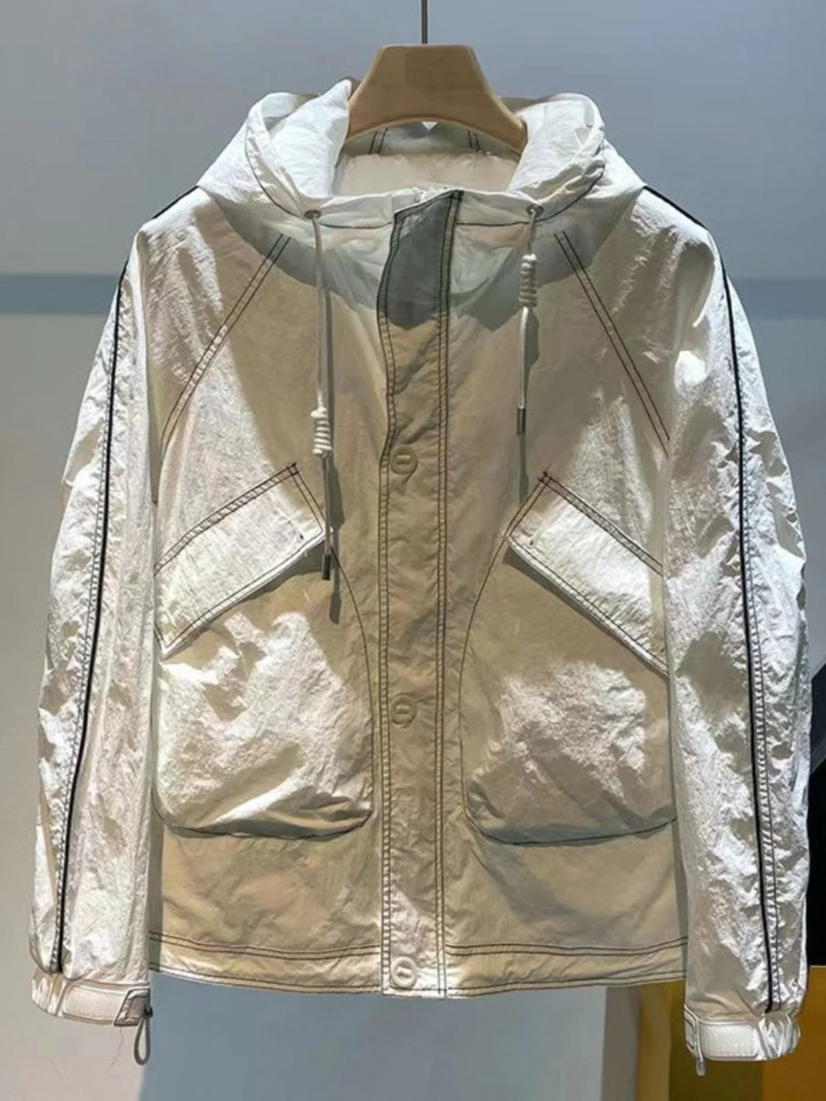 

Casual Color Men's Jaet Summer Trendy Brand Loose Fit Hooded Sun Protection Lightweight Street Sle Outerwear