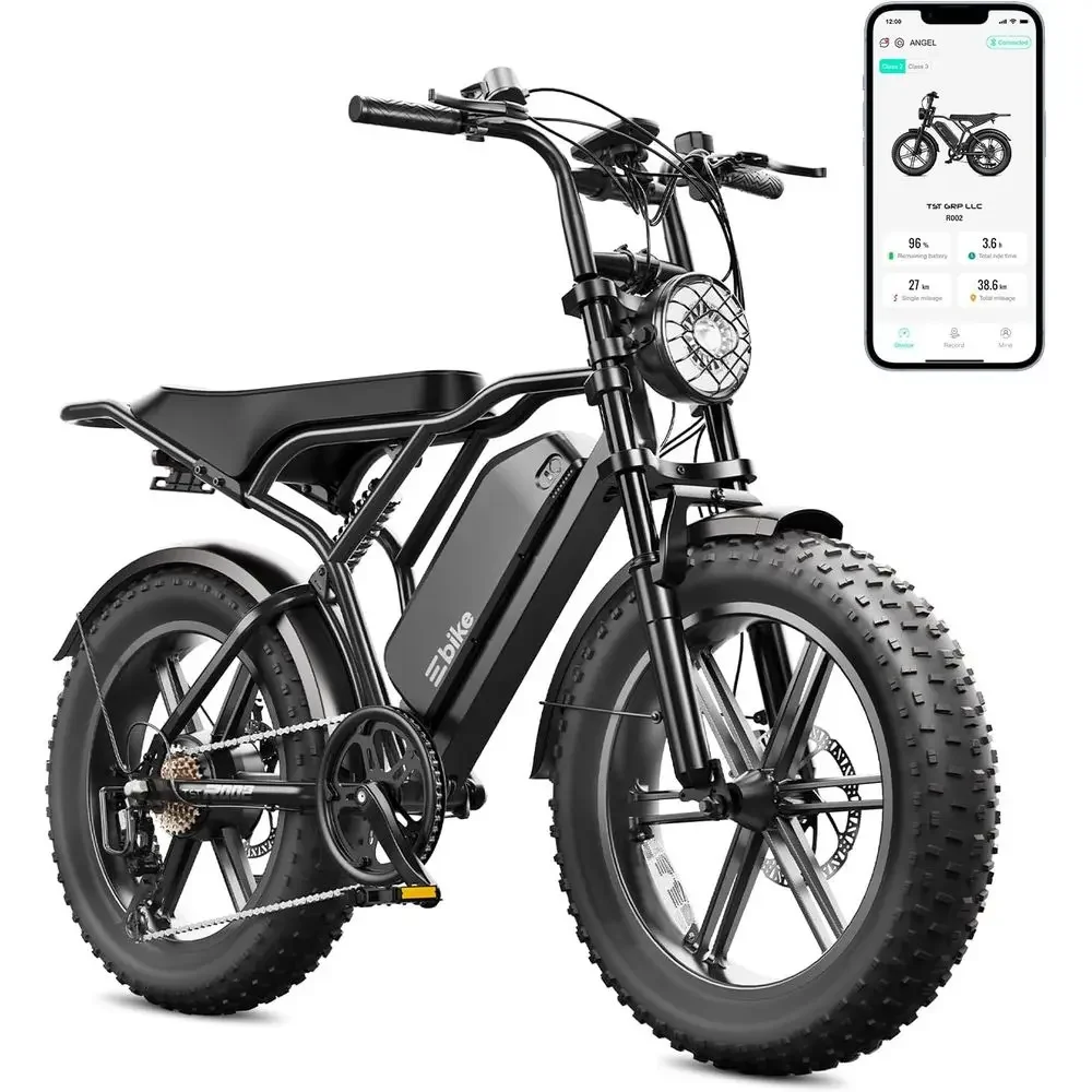 

Adults 1500W Peak Electric Bike, 60-100 Miles Range, 48V 15Ah/25Ah Battery, 20 Suspension, 7-Speed Dirt Bike