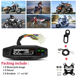 Motorcycle Speedometer Universal Digital Dashboard Instrument with Turn Signal Light Km/h Hour Meter Oil Gauge Tach Waterproof