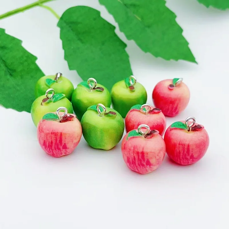 

10pcs Simulated Green Red Dimensional Apple Small Fruit Charm for Earrings Necklace Pendant DIY Jewelry Accessories