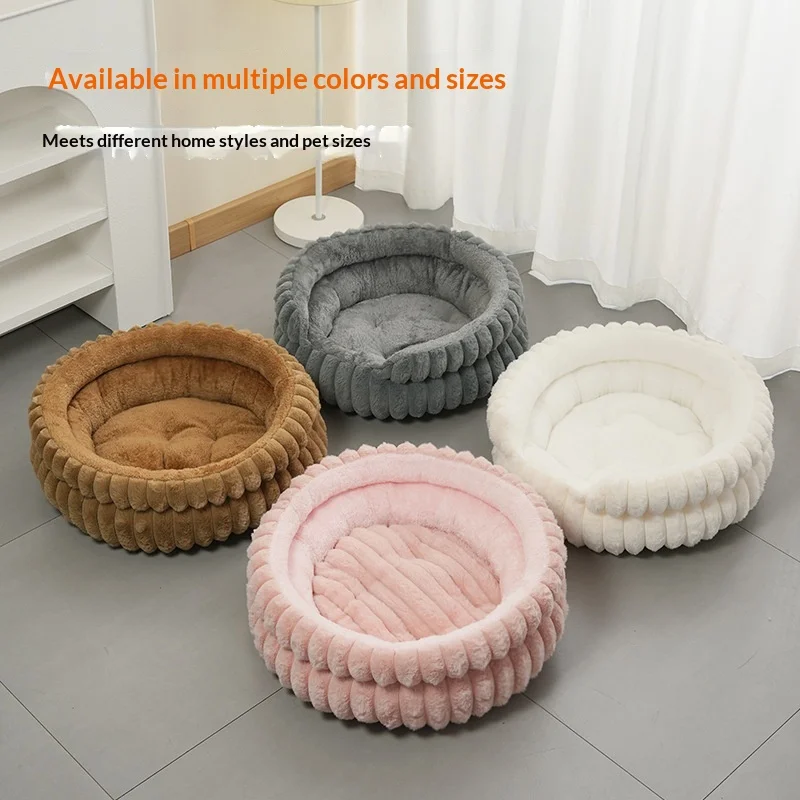 Cama redonda extraíble cálida y resistente para gatos y perros - imagen 3