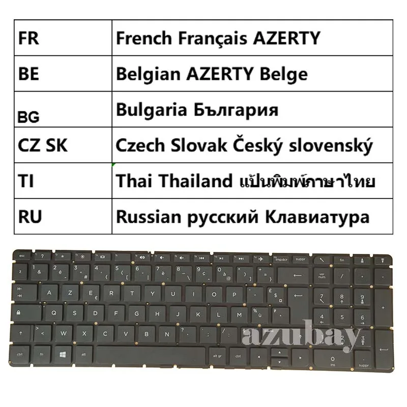 Keyboard For HP HOME 250 G5, 255 G5, 256 G5, 15g-ad 15q-aj 15-be 15t-ac French Belgian AZERTY Bulgaria Czech Slovak Thai Russian