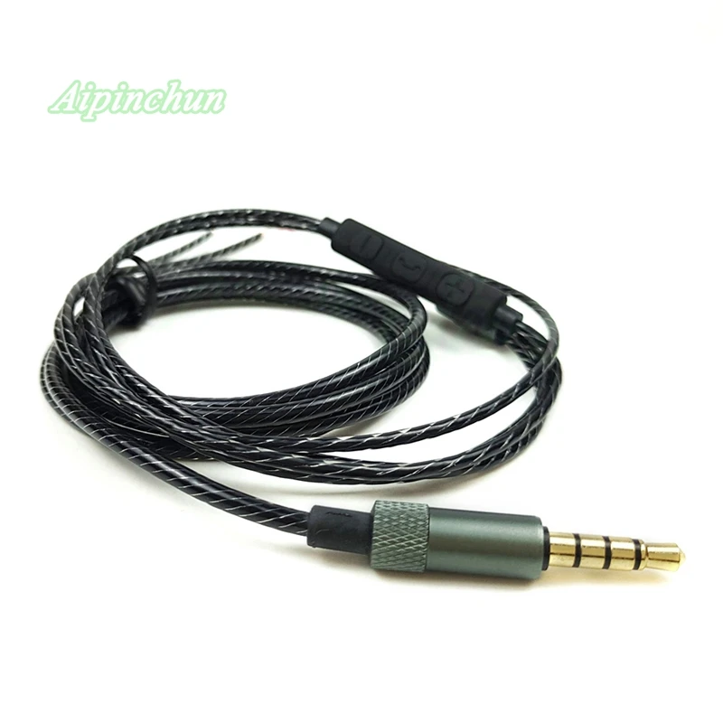 Aipinchun 3.5mm 4-Cực Jack Tai Nghe Tai Nghe DIY Cáp Âm Thanh với Mic Điều Khiển Sửa Chữa Thay Thế Headphone OFC Dây Dây a29