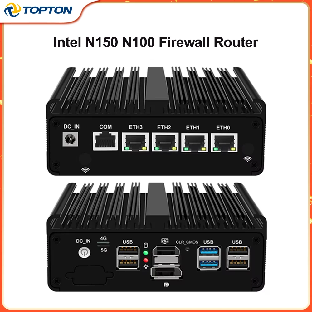 12th Gen N100 N150 pfSense Firewall Server N5105 N5100 4xIntel i226 2.5G LAN NVMe Industrial Fanless Mini PC OPNsense PVE ESXi