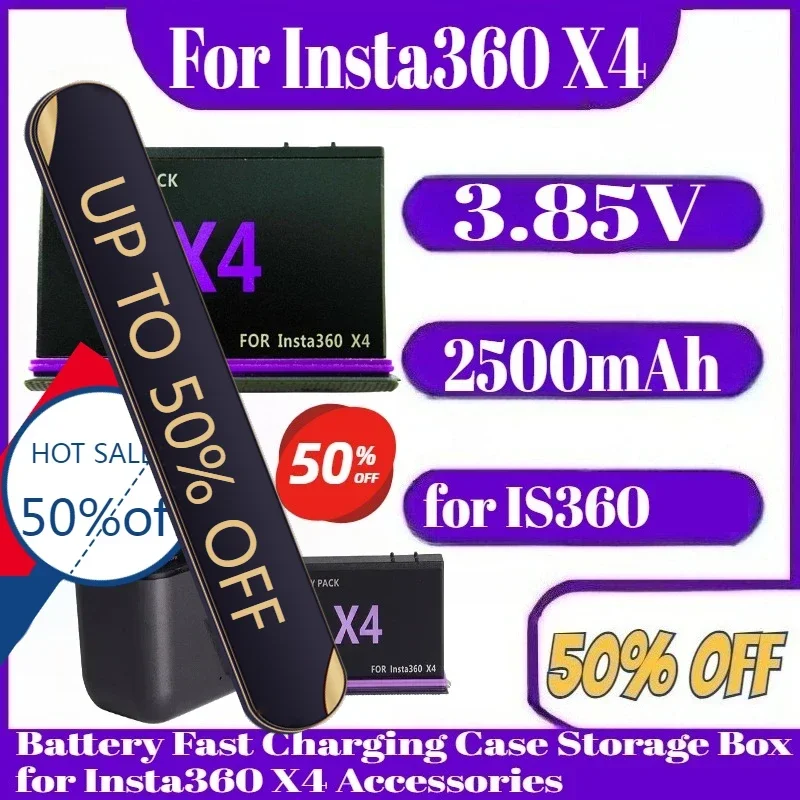 

2500mAh 3.85V For Insta360 X4 Battery High Capacity Battery Fast Charging Case Storage Box for Insta360 X4 Accessories