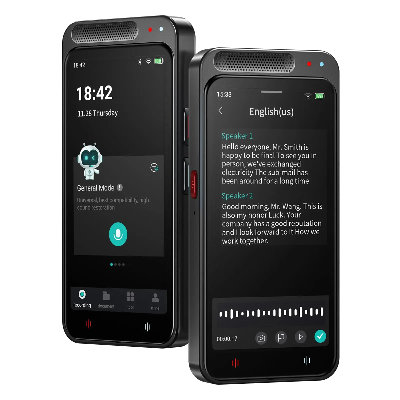 

AI Voice Recorder Digital with Transcription Summary Translation Voice to Text Meeting Recorder Support 134 Languages Translate