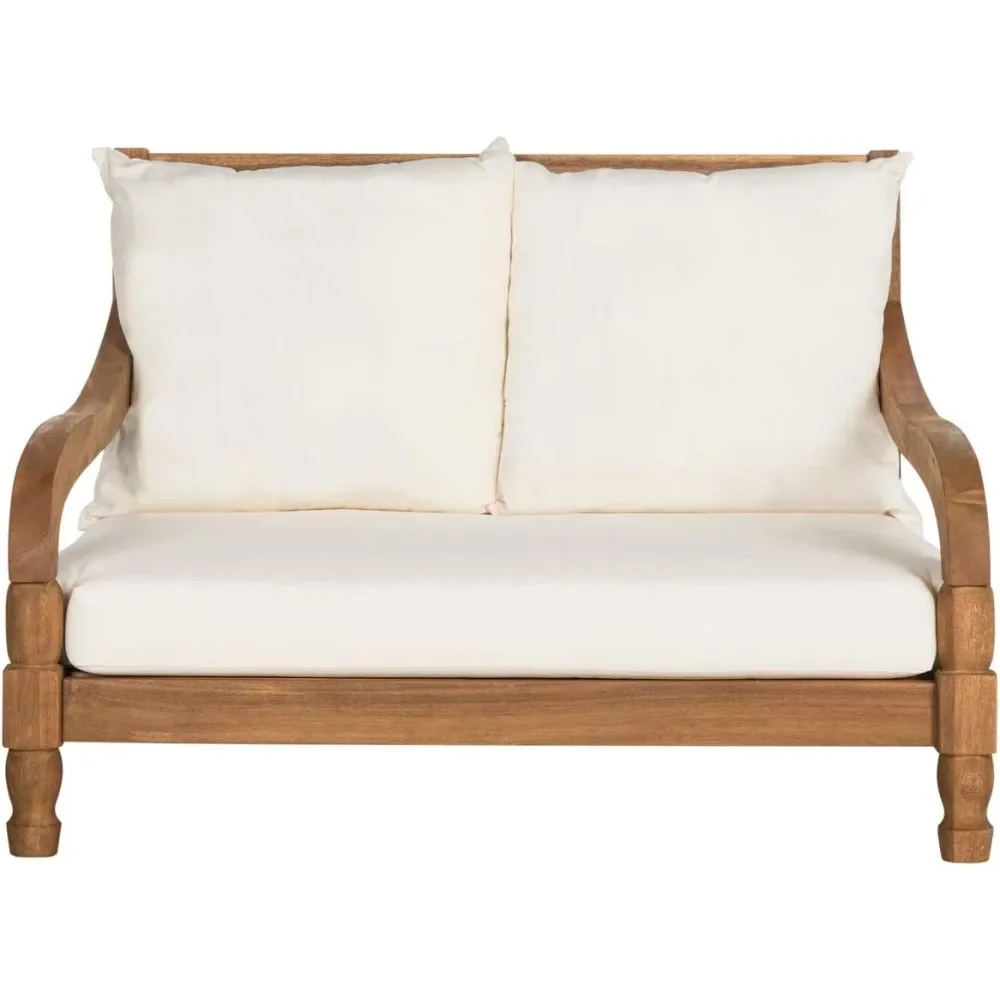 r Collection Pomona Natural Solid Wood/Beige Lounger Bench Sofa Loveseat (PAT6740A)