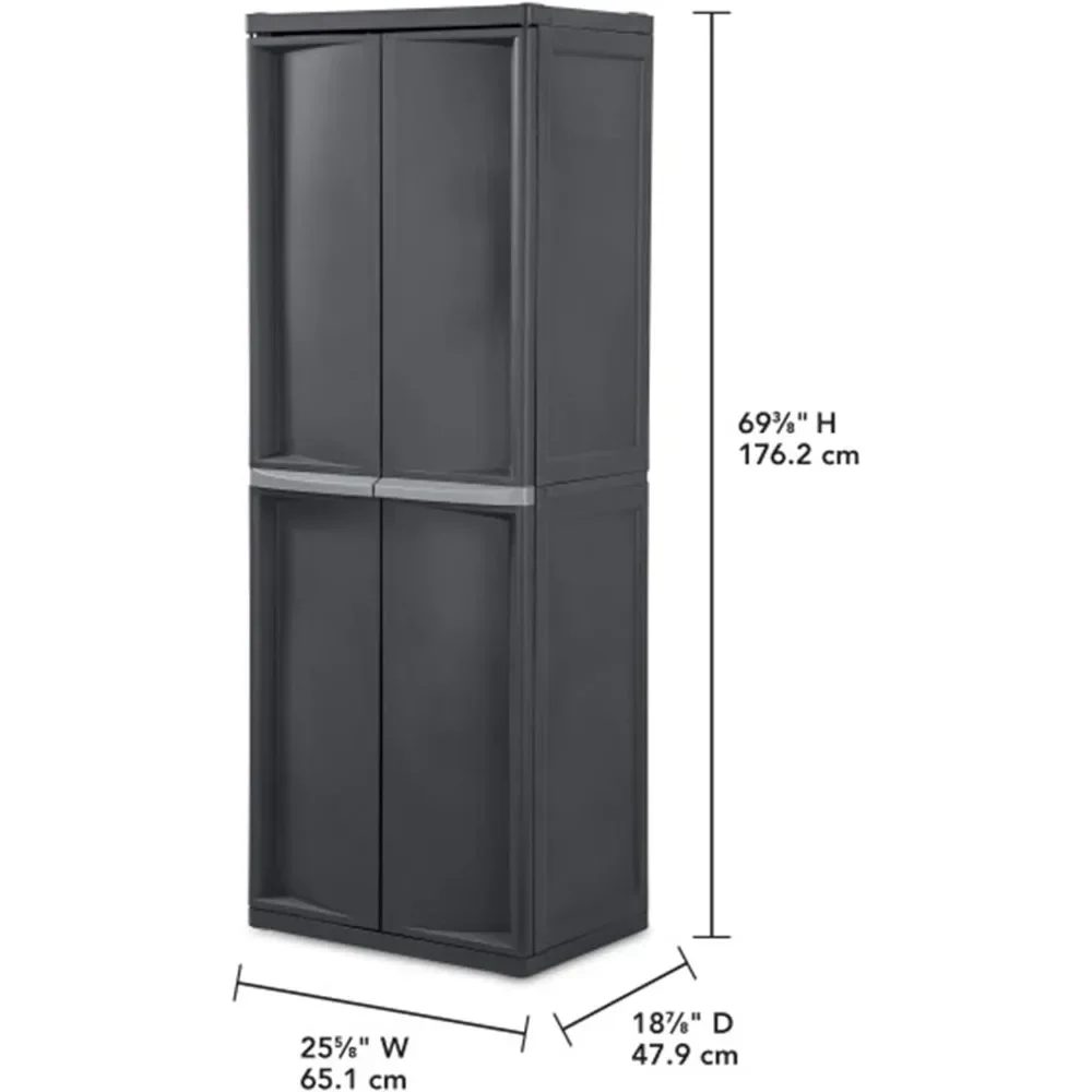 Armário de armazenamento 4-shelf, resistente e fácil montar, unidade de armazenamento plástica, caixa de armazenamento para a garagem, porão, sótão, mudroom