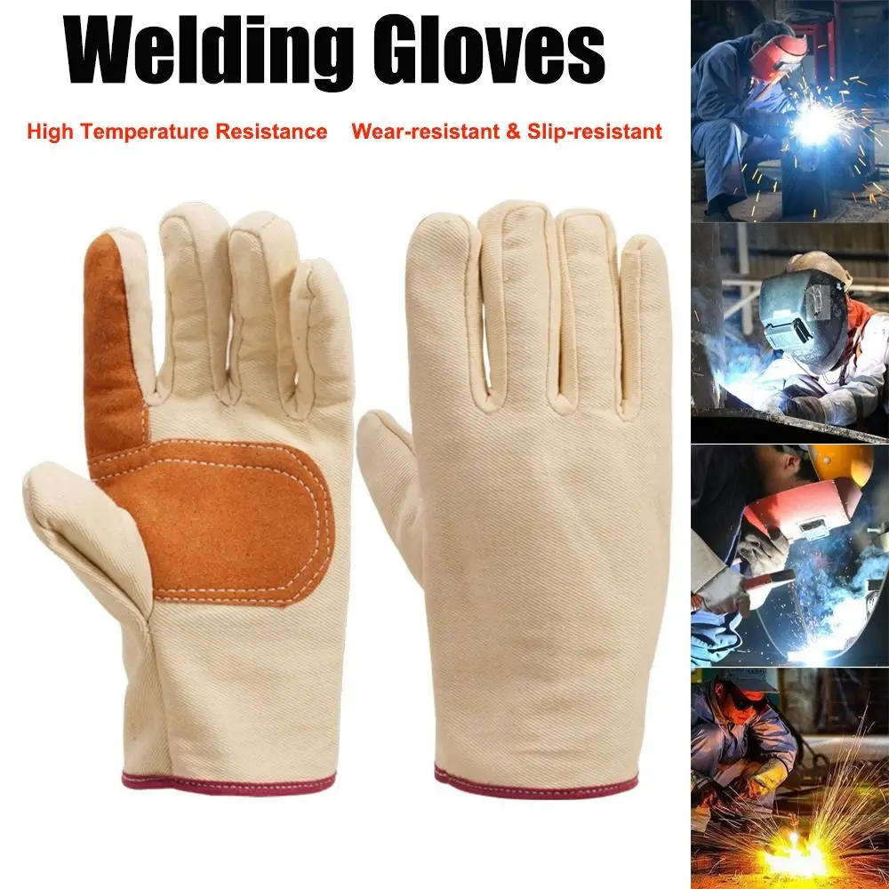 

New Thick Welding Gloves Canvas High Temperature Resistance Labor Gloves Wear Resistant Mechanic Glove