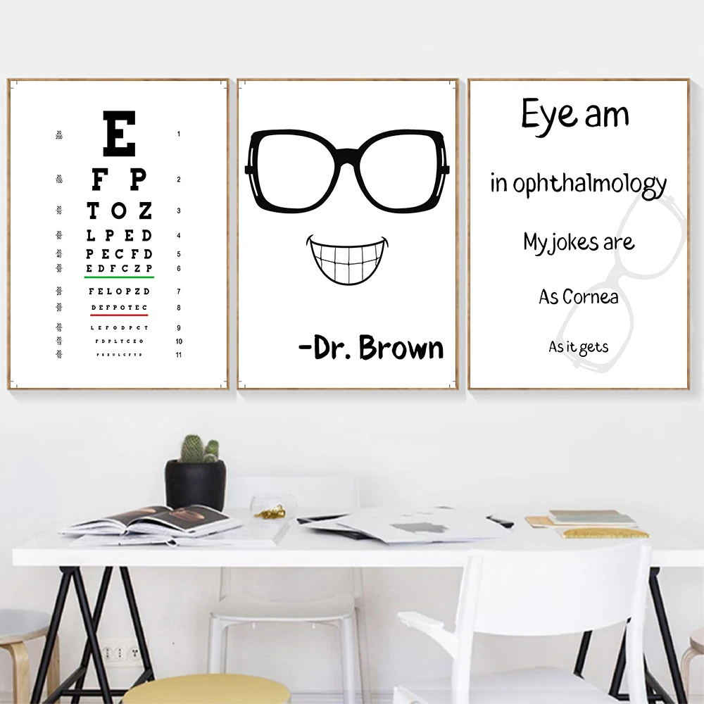 Funny Ophthalmologist Gift Canvas Painting Retro Posters Optometry Eye Chart Ophthalmology Clinic Diagram Wall Art Home Decor