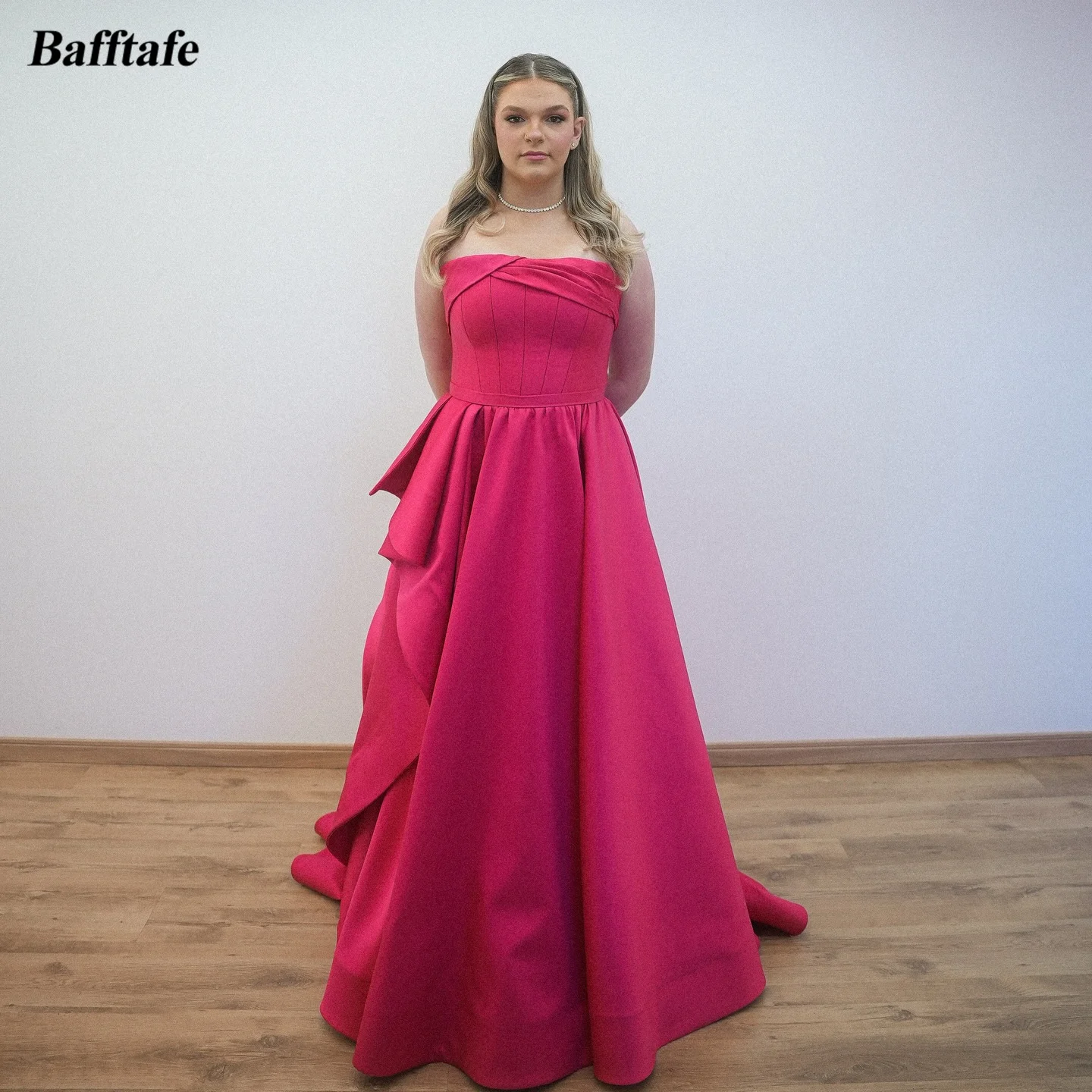 

Вечернее платье Bafftafe A-Line из атласа на заказ, плиссированное, длинное, для особых случаев, свадеб, вечеринок, подружек невесты, 2026