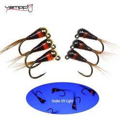 Vampfly Tungsten Bead Head Jig Nymph Fly Epoxy Body Pheasant Tail Barbed Jig Hook Euro Nymph Flies Trout Fishing Lure Bait 16#