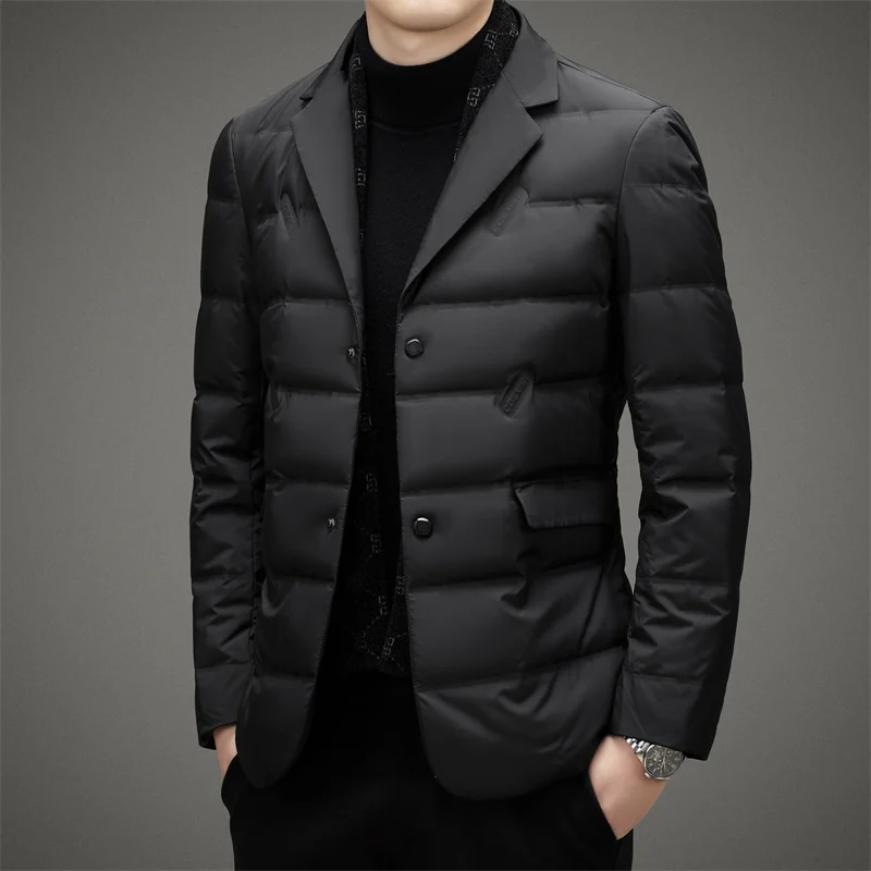 Down Suit Men 2024 New Middle-aged Men Winter Warm Duck Down Clothes Father Winter Suit Coat  Blazer Masculino Slim Fit