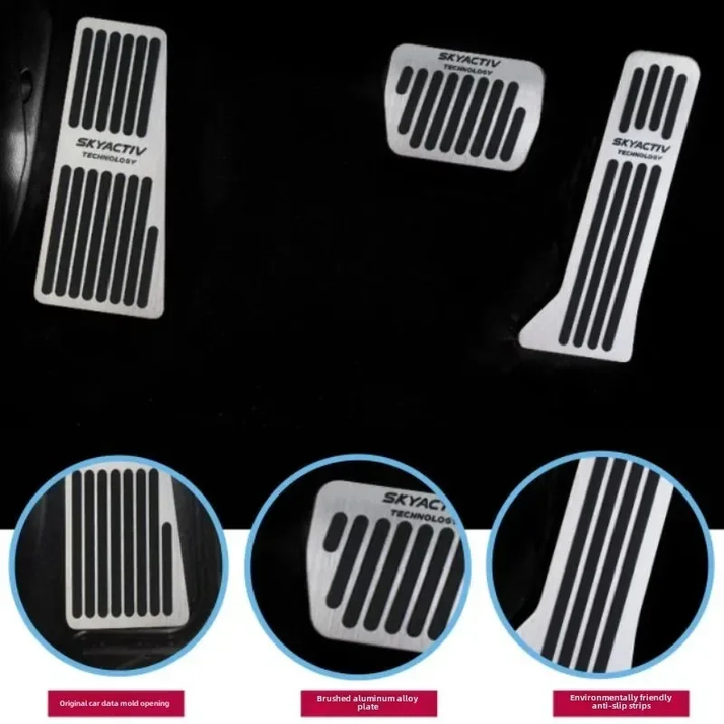 Aluminum Alloy Foot Pedal Car Accelerator Fuel Brake Pedal Mat Rest Pedal Cover Accessories 2014 2015 2016 2017 2018 For Mazda 3