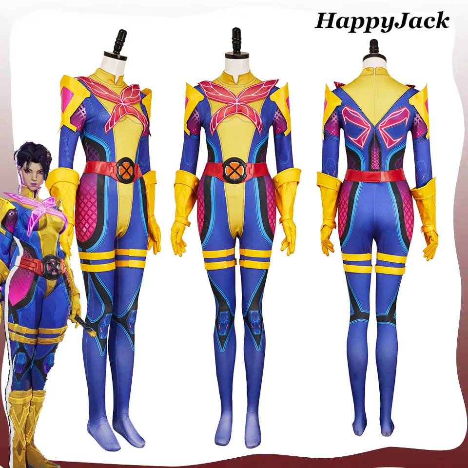 

Костюм для косплея Psylocke, женский фэнтезийный комбинезон, наряды, игровой костюм с заклепками, маскировка для взрослых, женский карнавальный костюм на Хэллоуин