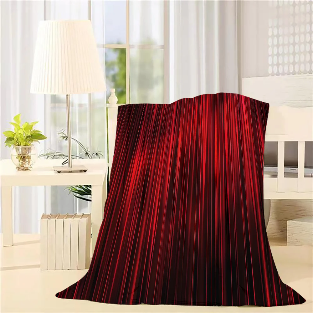 

[Machine Washable Striped Flannel Blanket] Cozy Black & Red Striped Flannel Throw Blanket - Soft, Warm