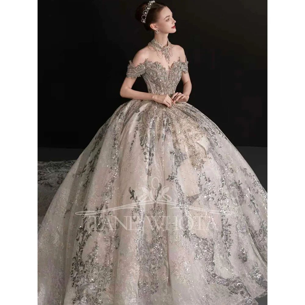 

Милое свадебное платье с открытыми плечами и вышивкой, расшитое блестками и кристаллами, бисером, настраиваемый халат Mariage для женщин