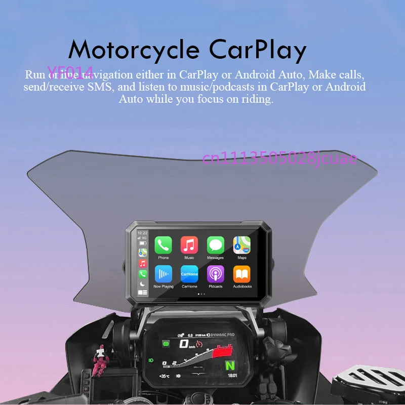 C7-S Motorcycle Wireless CarPlay 7 Inch GPS Navigator with Remote Control TPMS Tire Pressure Monitor Recorder