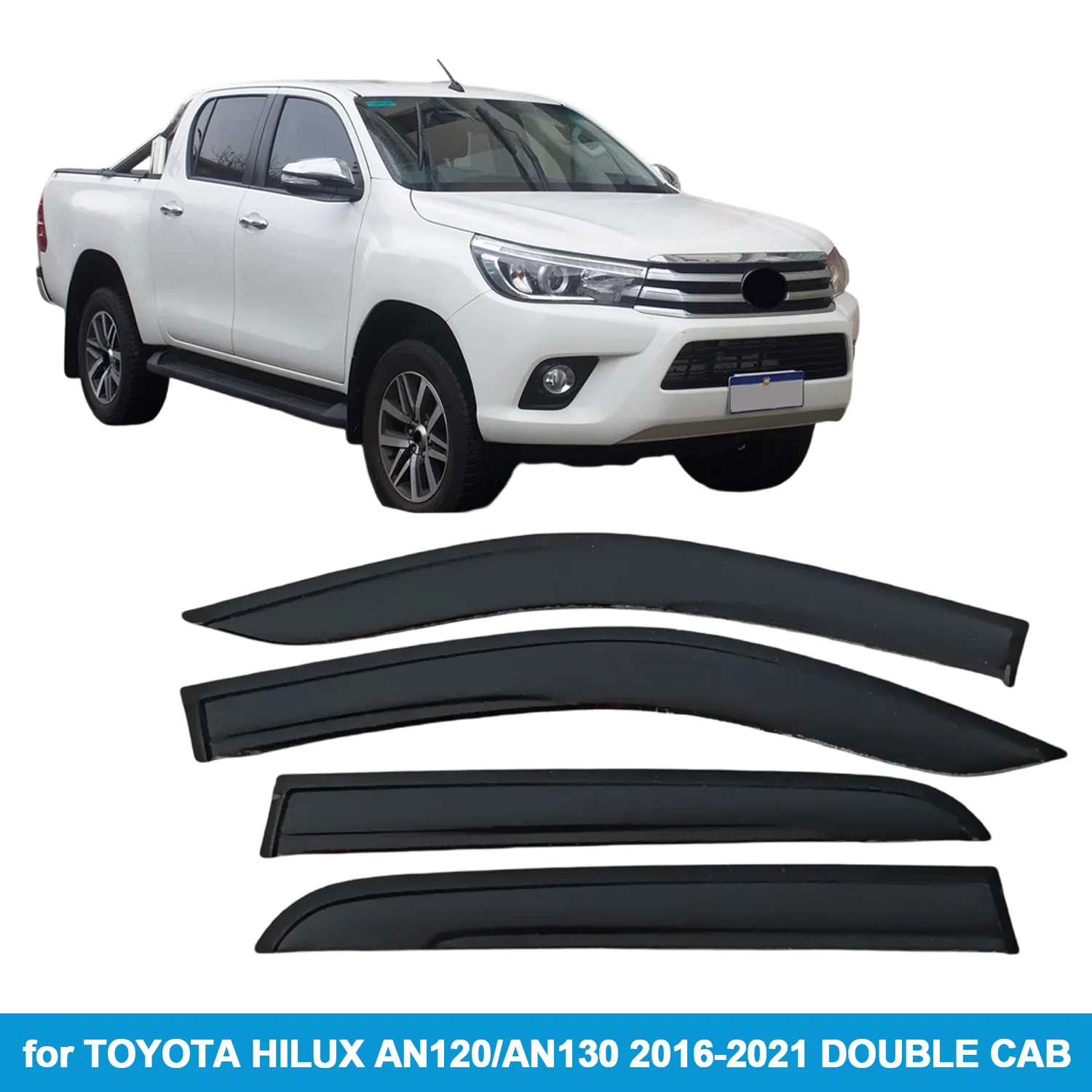 

Для TOYOTA HILUX AN120/AN130 2016-2021 двойной кабель ветрозащита от дождя аксессуары наружная монтажная лента