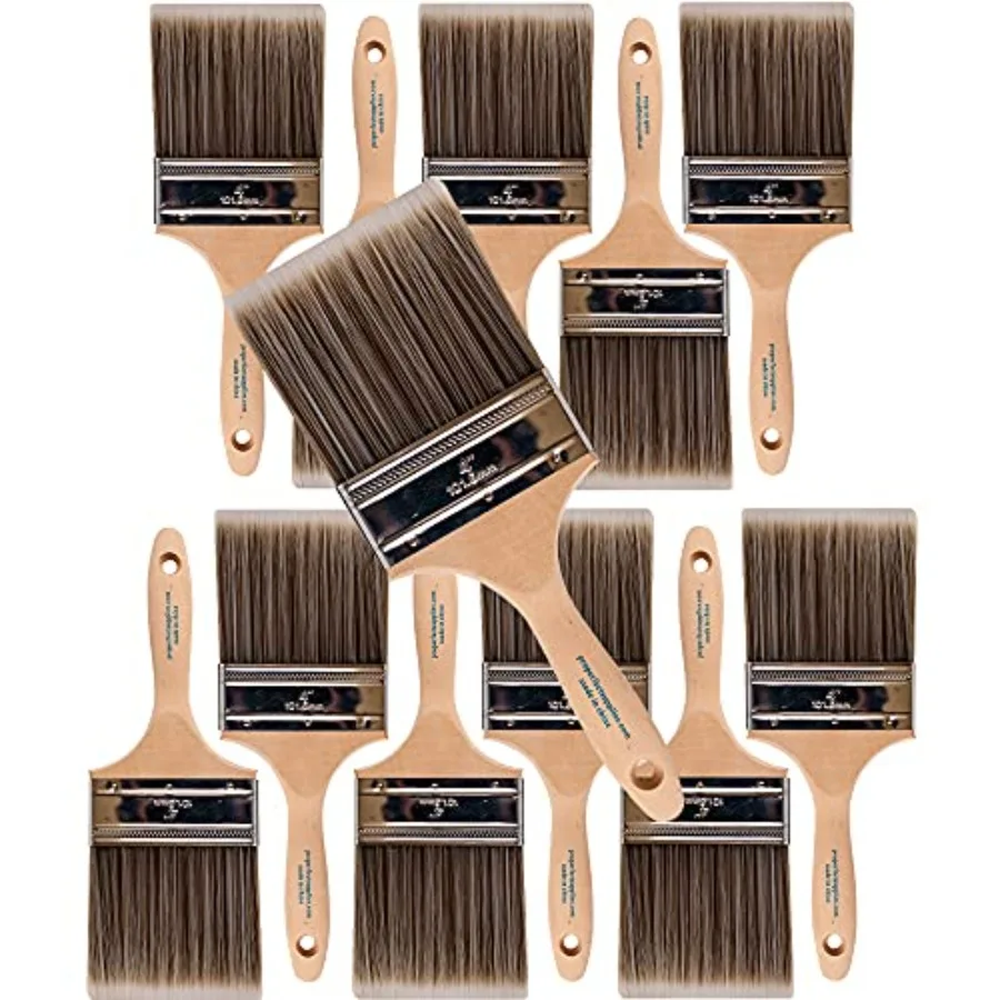 

12PK 4 inch Flat BrushPremium Wall/Trim House Paint Brush Set Great for Professional Painter and Home Owners Painting Brushes f