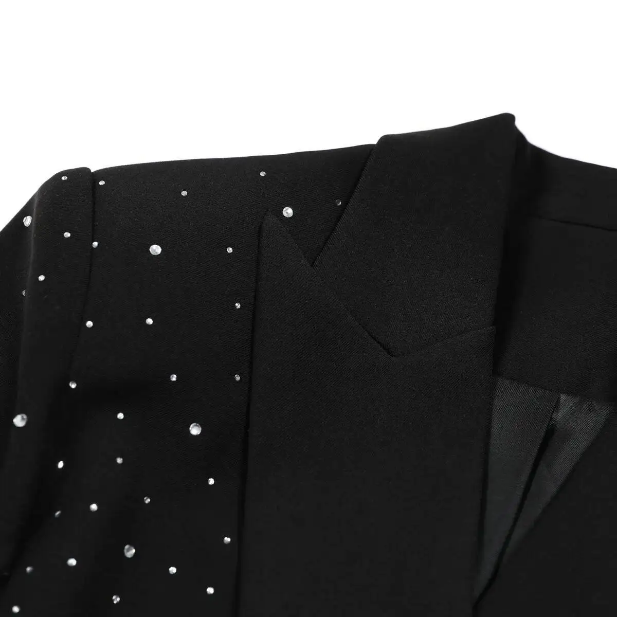 LEOSOXS Blazer da donna corti tempestati di diamanti Giacche formali slim Maniche lunghe Office Lady Suit Cappotti 2025 Autunno Nuovo Capispalla