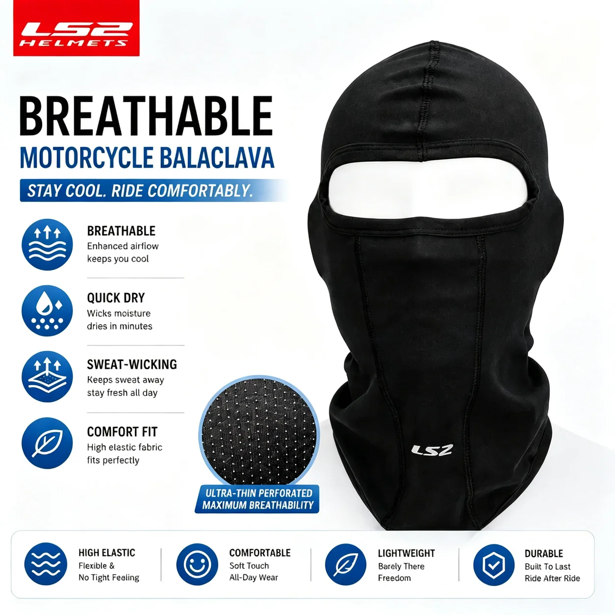 LS2-Original Motocicleta Máscara Facial, Respirável Balaclava, Seda De Gelo, Protetor Solar UV, Equitação Máscara, Acessórios Da Motocicleta, Verão