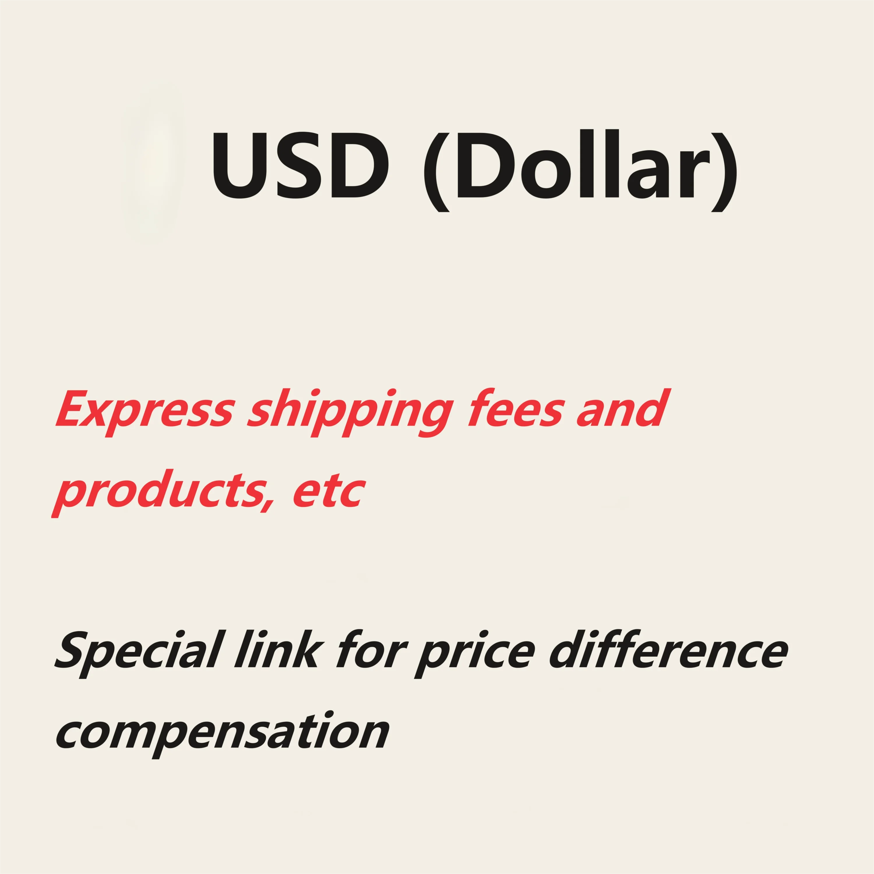 Express shipping fees and products prices And reissue package tariffs Etc Special link for price difference compensation