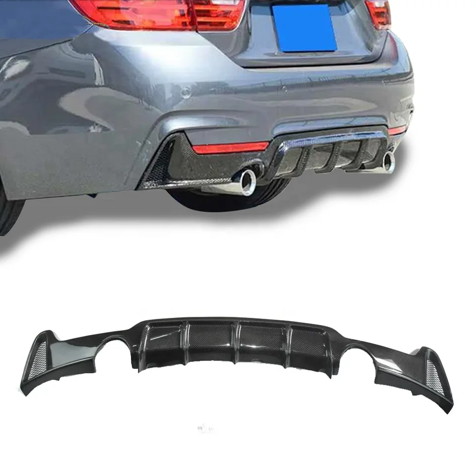 

Carbon Fiber Dual Exhaust Tips Rear Bumper Diffuser MP Style for BMW 4 Series F32 F33 F36 2014-2019 Norsen