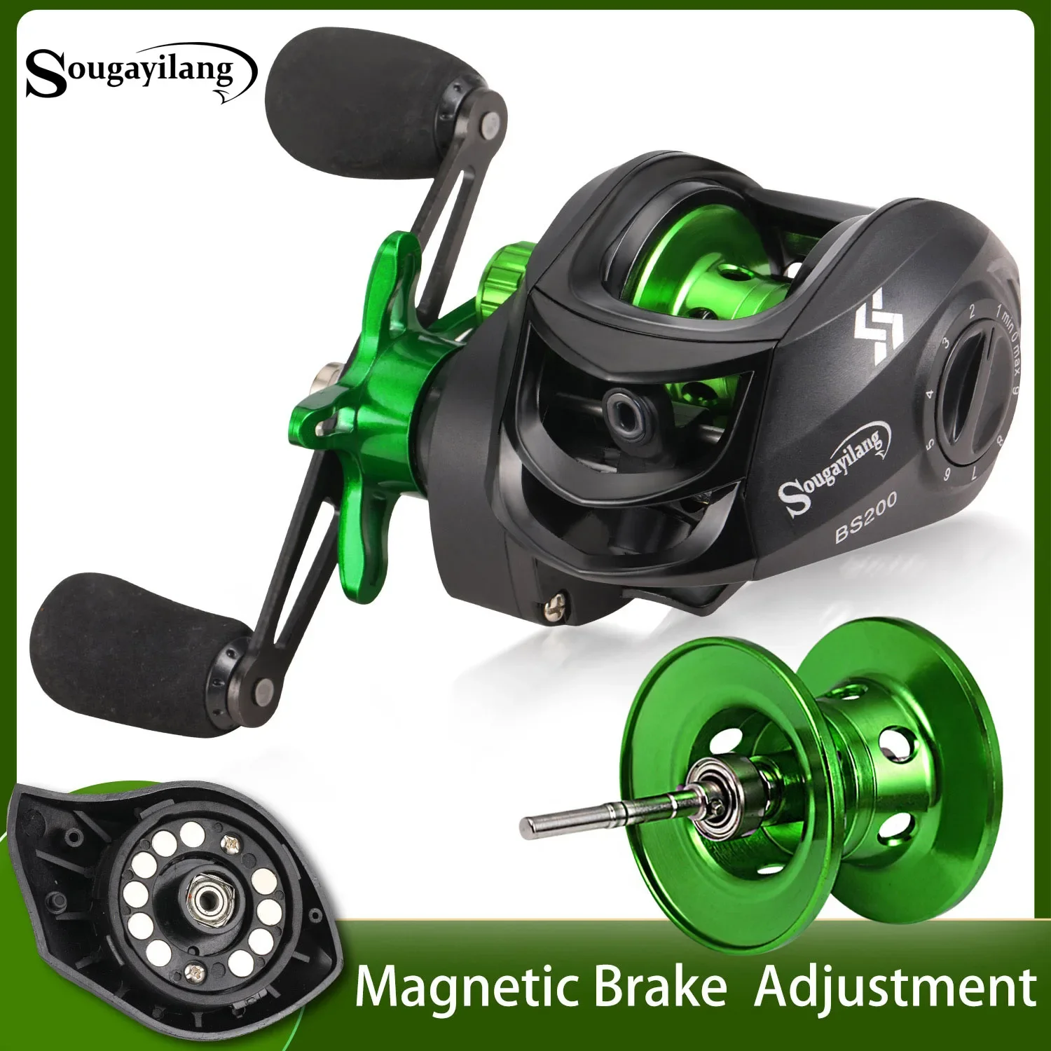 Sougayilang Casting Fishing Reel Professional Ultralight Smooth 7.2:1 High Speed Gear Ratio Max Drag10kg for Baitcasting Fishing