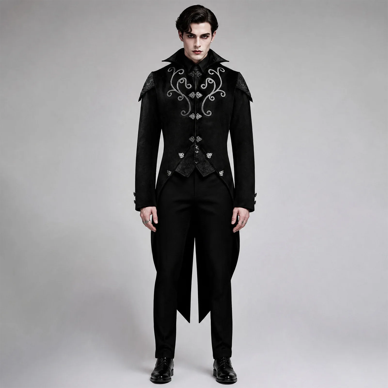 New Halloween Tailcoat Medieval Retro Men's Punk Long Coat Chinese Manufacturer 2026 Autumn Season Stage Costume