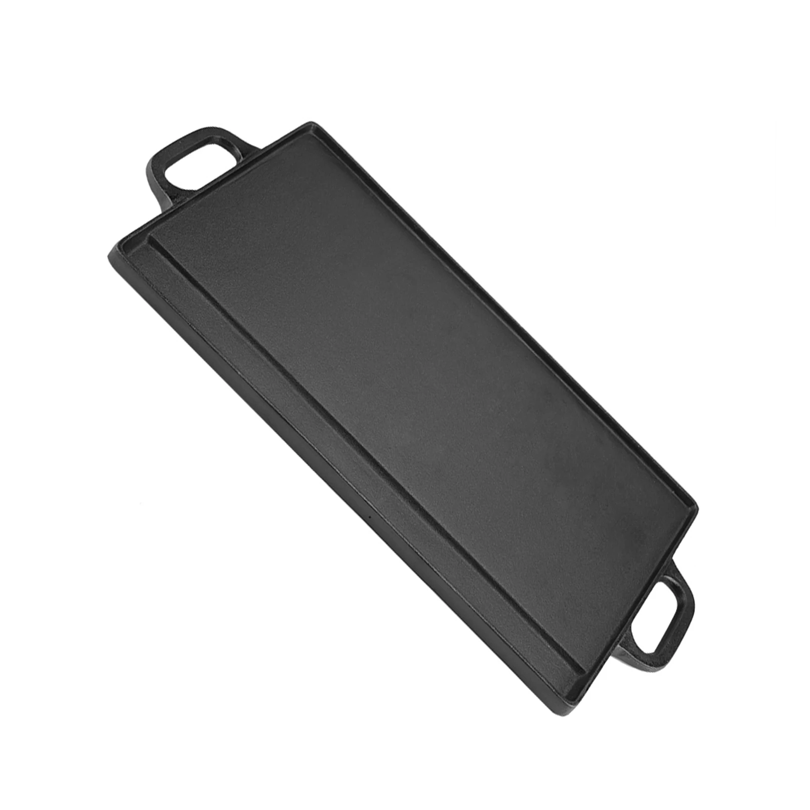 Non-Stick Cast Iron Grill Griddle Pan Ridged and Flat Double Sided Baking Cooking Tray Bakeware