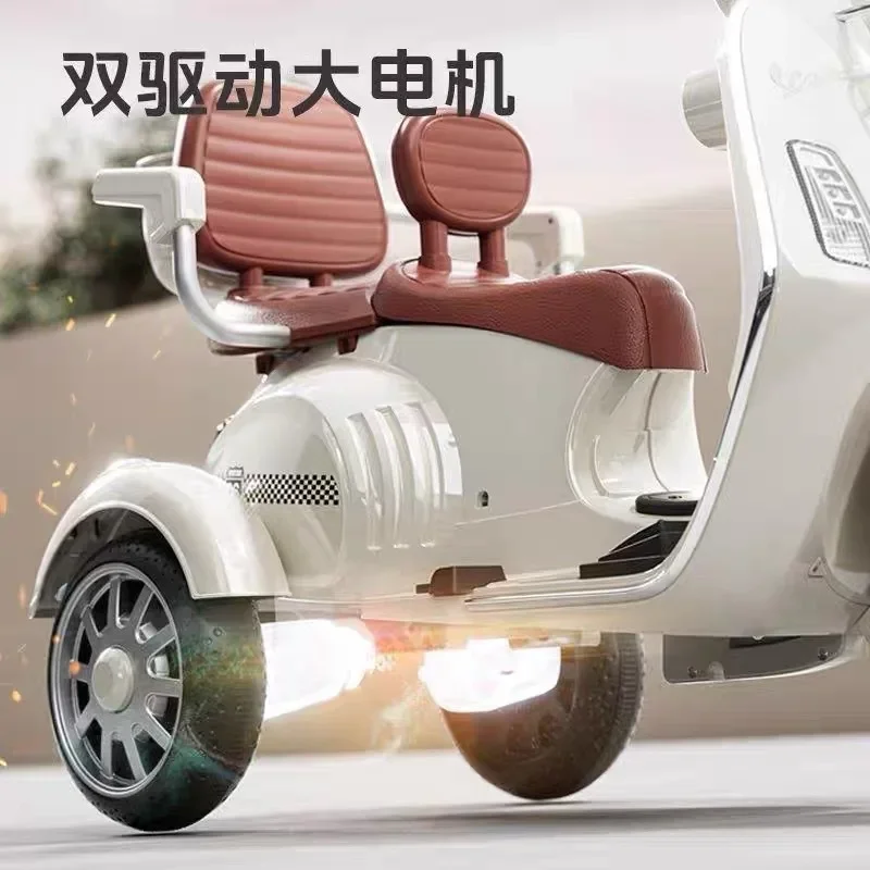 Electric motorcycle tricycle can seat two-seat remote control men's and women's toys
