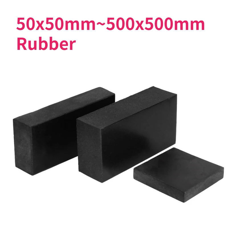 

50mm~500mm Black Industry Rubber Block Elastic Anti Slip Damping Gasket Shockproof Pad Wear Resistant Thickness 10-100mm