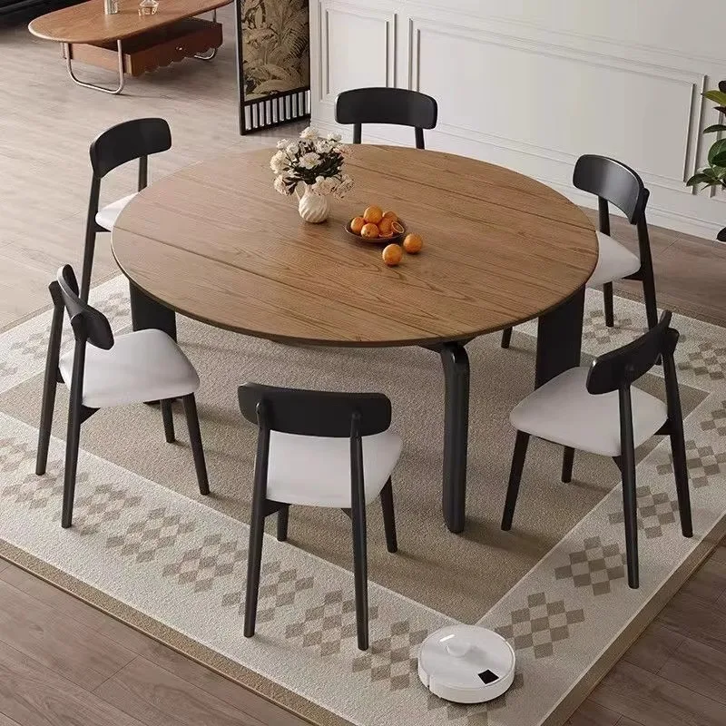 High End Ancient Style Wooden Dining Table For Small House Adjustable Extendable Folding Dining Table For Dinner Room Furniture