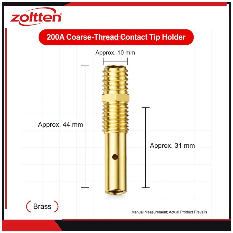 10Pcs Brass MIG Torch Contact Tip Holders Set 200A 350A 500A Coarse/Fine & Internal/External Thread for Welding Equipment