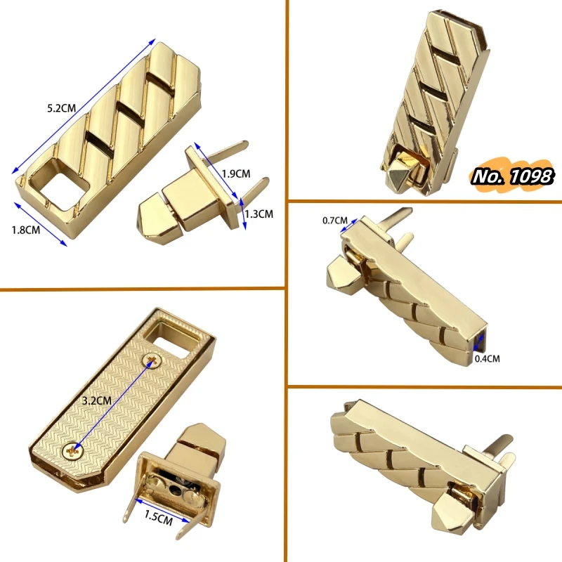 Rectangle Turn Lock for Women Handbags Closure Twist Locks for DIY Repair Bags Parts Hardware Accessories Zinc Alloy