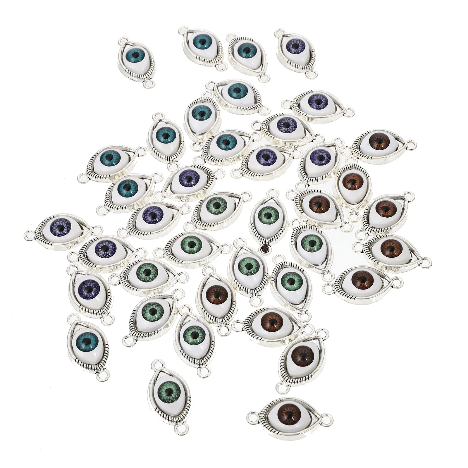 

40pcs Vintage Alloy Pendant Eye Shape Silver Charm for Jewelry Making Crafts Evil Eye Necklace Bracelet DIY Accessories