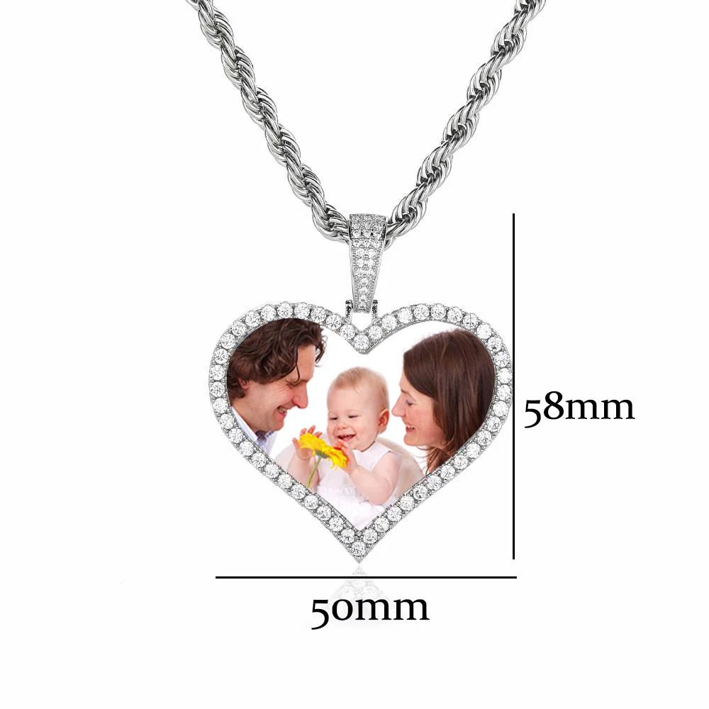 Benutzer definierte Foto s925 benutzer definierte Anhänger vvs Moissan ite Pass Diamant Test für Halsketten Frauen Männer Schmuck kostenlos Laser-Logo vereist
