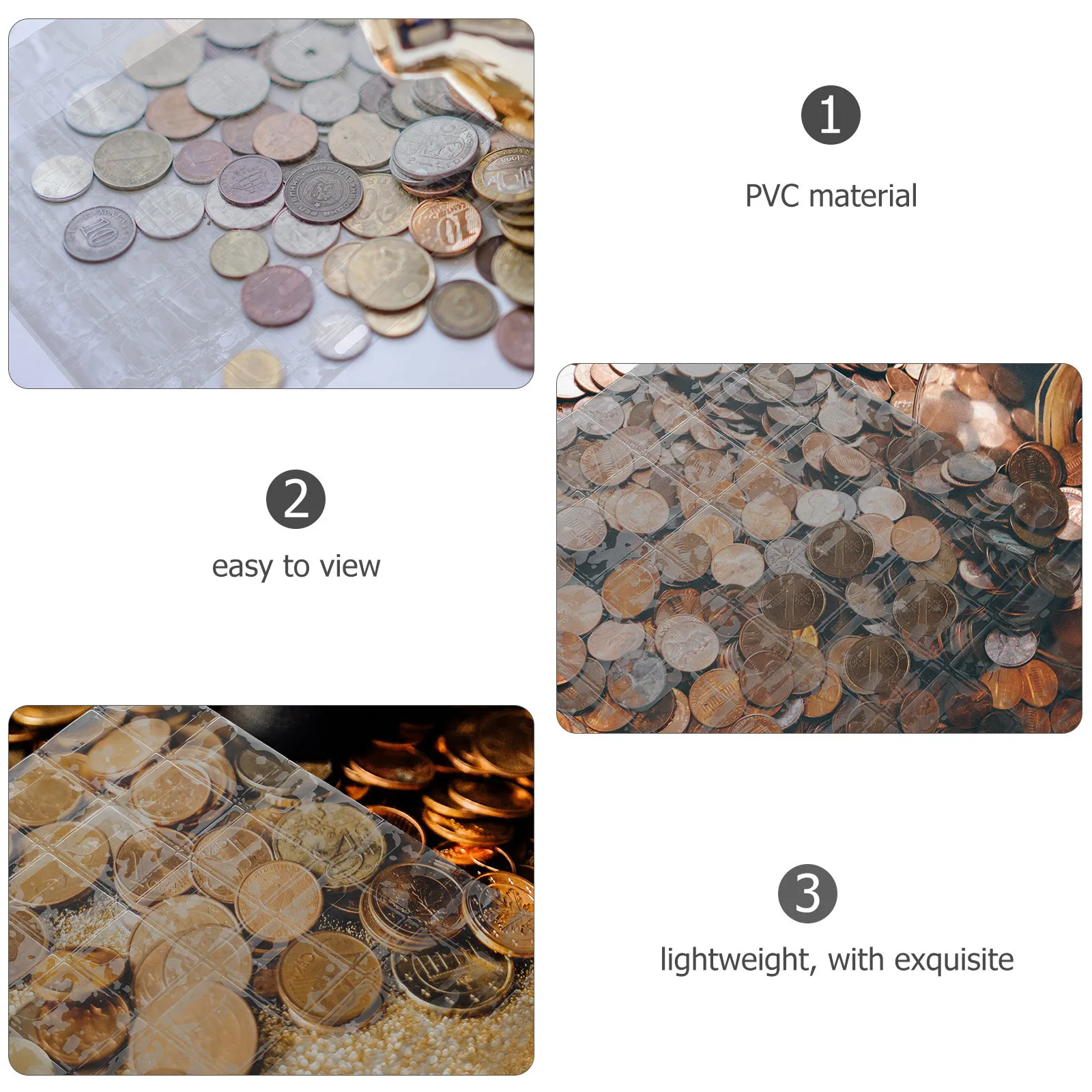 

6 Sheets Transparent Coin Collecting Pages PVC Stamp Storage Binder Album Coin Holder Organizer Supplies Stamp Album