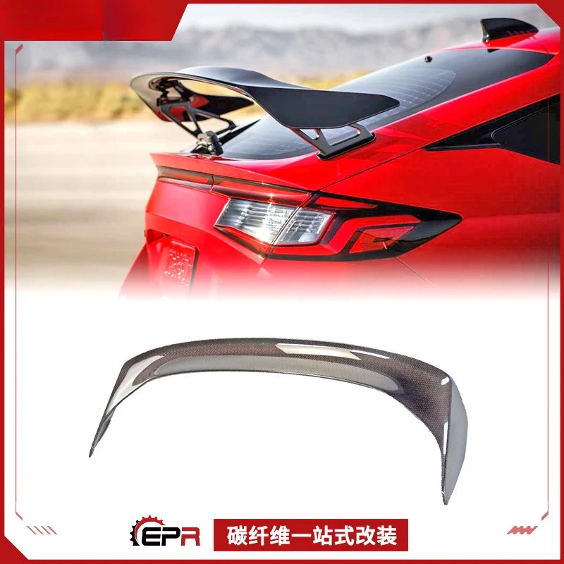

Для Honda Civic Type R FL5 (новая модель) Задний спойлер из сухого углеродного волокна в стиле OE (фиксированное крыло с оригинальной заводской задней пластиной крыла)
